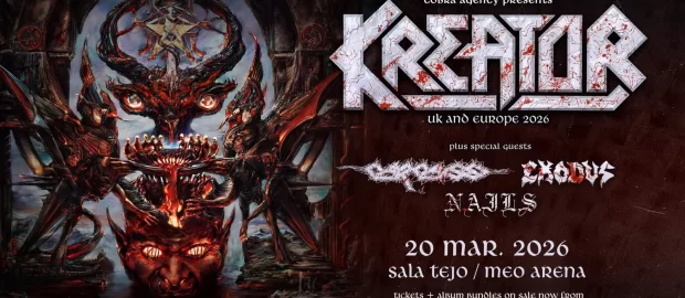 Kreator return to Portugal with the “Krushers of the World Tour” with Carcass, Exodus and Nails